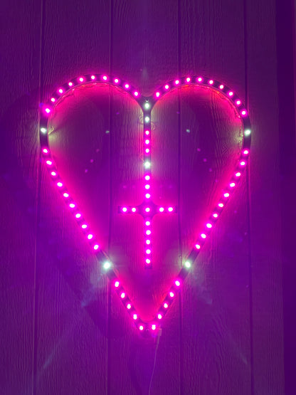 Wooden Heart-Shaped LED Rosary - Large