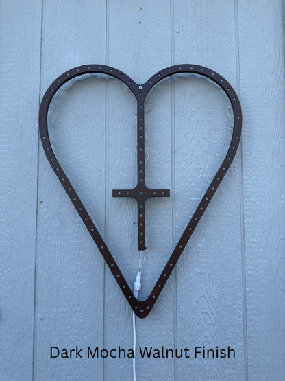 Wooden Heart-Shaped LED Rosary - Large