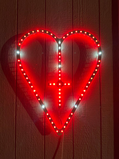 Wooden Heart-Shaped LED Rosary - Large