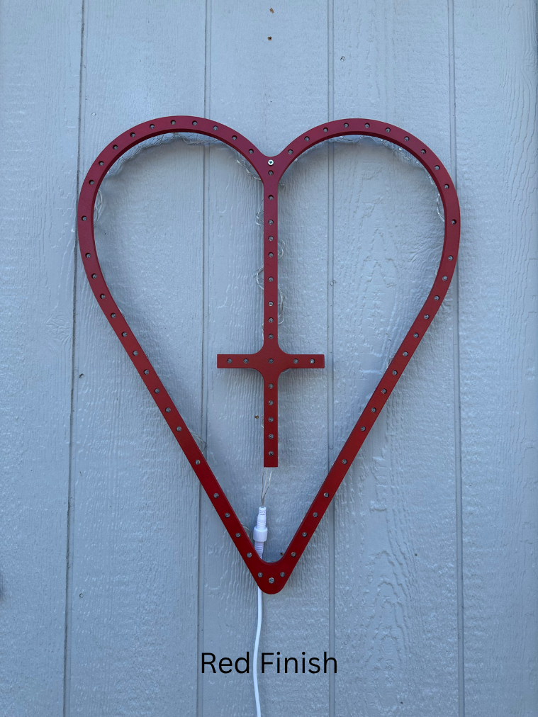 Wooden Heart-Shaped LED Rosary - Large