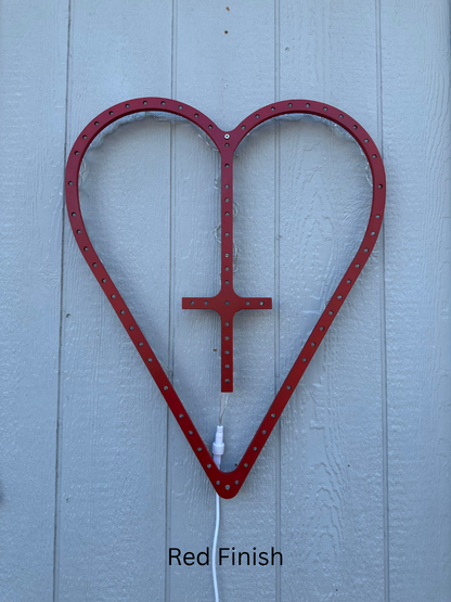 Wooden Heart-Shaped LED Rosary - Large