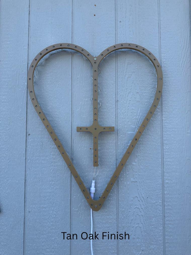 Wooden Heart-Shaped LED Rosary - Large